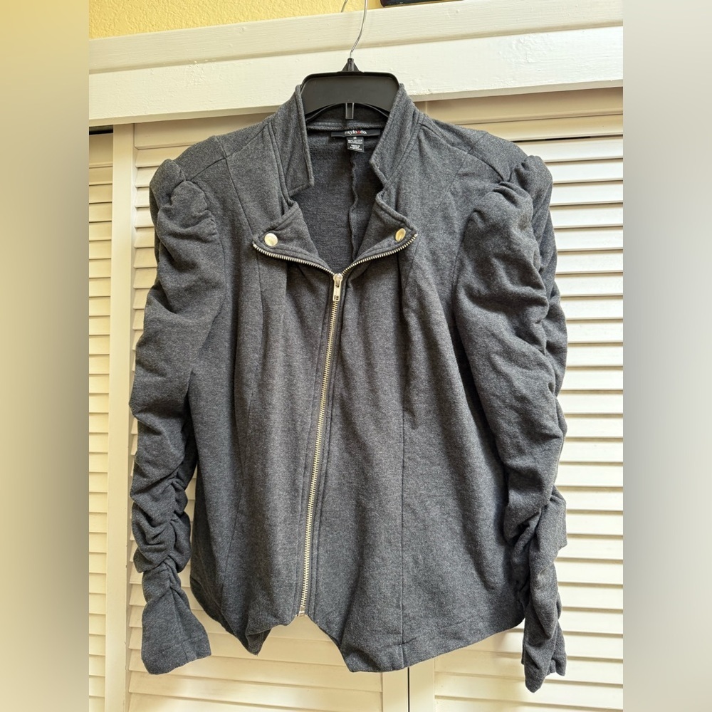 Gray Ruched Sleeve Jacket Women’s Sz M
